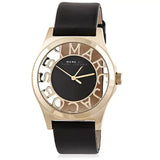 Marc Jacobs Henry Skeleton Black Dial Black Leather Strap Watch for Women - MBM1246