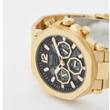 Guess Edge Chronograph Black Dial Gold Steel Strap Watch For Men - GW0539G2