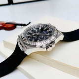 Guess Baguette Crystals Black Dial Black Silicone Strap Watch For Men - GW0208G1