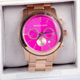 Michael Kors Runway Pink Dial Rose Gold Steel Strap Watch for Women - MK5931