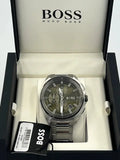 Hugo Boss Volane Chronograph Green Dial Silver Steel Strap Watch for Men - 1513951