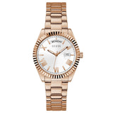 Guess Luna White Dial Rose Gold Steel Strap Watch for Women - GW0308L3