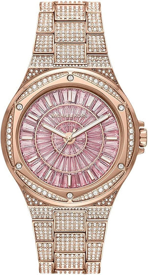 Michael Kors Lennox Three Hand Crystals Rose Gold Dial Rose Gold Steel Strap Watch For Women - MK6992