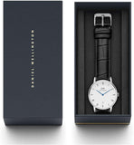 Daniel Wellington Dapper Reading White Dial Black Leather Strap Watch For Men - DW00100108