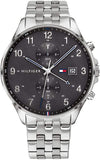 Tommy Hilfiger West Quartz Black Dial Silver Steel Strap Watch For Men - 1791707