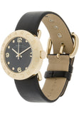 Marc Jacobs Amy Black Dial Black Leather Strap Watch for Women - MBM1154