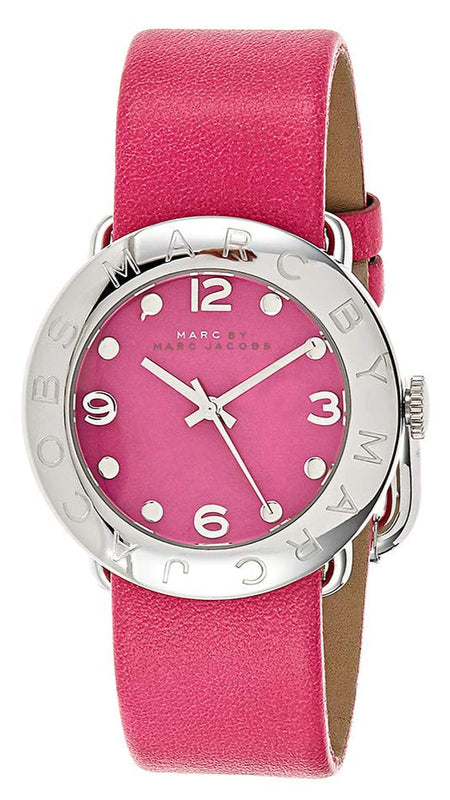 Marc Jacobs Amy Pop Pink Dial Pink Leather Strap Watch for Women - MBM1286