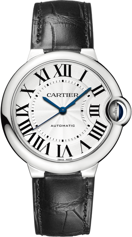 Cartier Ballon Bleu De Cartier Silver Dial Black Leather Strap Watch for Women - WSBB0028