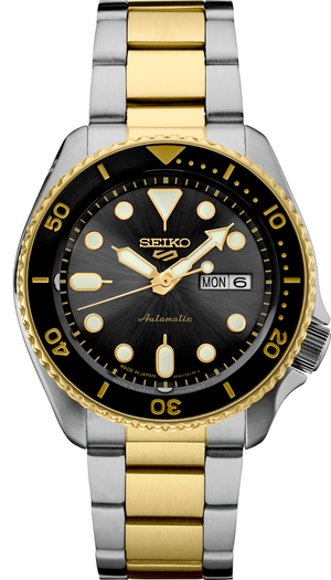 Seiko 5 Sports Automatic Special Creation Black Dial Two Tone Steel Strap Watch For Men - SRPK22