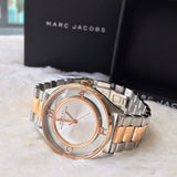 Marc Jacobs Tether Transparent White Dial Two Tone Steel Strap Watch for Women - MBM3436