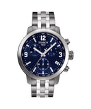 Tissot PRC 200 Chronograph Blue Dial Silver Steel Strap Watch For Men - T114.417.11.047.00