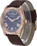 Guess Connoisseur Blue Dial Brown Leather Strap Watch For Men - GW0353G2