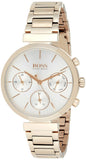 Hugo Boss Flawless Chronograph Silver Dial Rose Gold Steel Strap Watch for Women -1502531