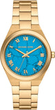 Michael Kors Lennox Analog Blue Dial Gold Steel Strap Watch for Women - MK7460
