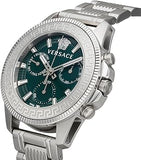 Versace Greca Action Chronograph Quartz Green Dial Silver Steel Strap Watch for Men - VE3J00422