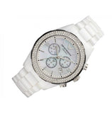 Emporio Armani Ceramica Chronograph White Dial White Ceramic Strap Watch For Women - AR1456