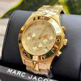 Marc Jacobs Blade Chronograph Gold Dial Gold Steel Strap Watch for Women - MBM3101