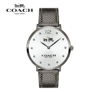 Coach Slim Easton Silver Dial Grey Leather Strap Watch for Women - 14502686