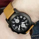 Marc Jacobs Larry Chronograph Black Dial Brown Leather Strap Watch for Men - MBM5053