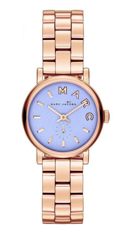 Marc Jacobs Mini Baker Blue Dial Rose Gold Steel Strap Watch for Women - MBM3285