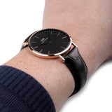 Daniel Wellington Classic Reading Black Dial Black Leather Strap Watch For Men - DW00100129