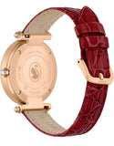 Swarovski Crystalline Wonder Silver Dial Red Leather Strap Watch for Women - 5656905
