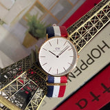 Daniel Wellington Classic Cambridge White Dial Two Tone NATO Strap Watch For Men - DW00100003