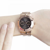 Marc Jacobs Blade Chronograph Brown Dial Rose Gold Steel Strap Watch for Women - MBM3308