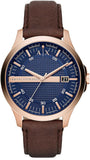 Armani Exchange Hampton Chronograph Blue Dial Brown Leather Strap Watch For Men - AX2172