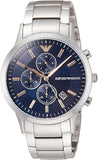 Emporio Armani Renato Chronograph Blue Dial Silver Steel Strap Watch For Men - AR11458