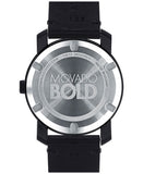 Movado Bold TR90 Black Dial Black Leather Strap Watch For Men - 3600307