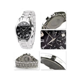 Emporio Armani Velente Chronograph Black Dial Silver Steel Strap Watch For Women - AR0674