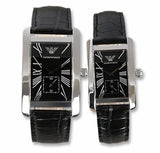 Emporio Armani Black Dial Black Leather Strap Watch For Men - AR0143