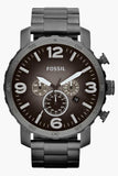Fossil Nate Chronograph Gunmetal Dial Grey Steel Strap Watch for Men - JR1437