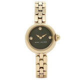 Marc Jacobs Courtney Mother of Pearl Black Dial Gold Steel Strap Watch for Women - MJ3460