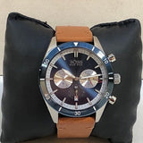Hugo Boss Santiago Chronograph Blue Dial Brown Leather Strap Watch for Men - 1513860