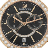 Swarovski Citra Sphere Chronograph Black Dial Black Leather Strap Watch for Women - 5055209