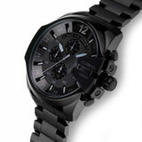 Diesel Mega Chief Chronograph Black Dial Black Steel Strap Watch For Men - DZ4355