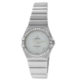 Omega Constellation Quartz Diamonds Silver Dial Silver Steel Strap Watch for Women - 123.15.27.60.55.004