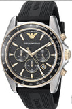 Emporio Armani Sigma Chronograph lack Dial Black Rubber Strap Watch For Men - AR80003