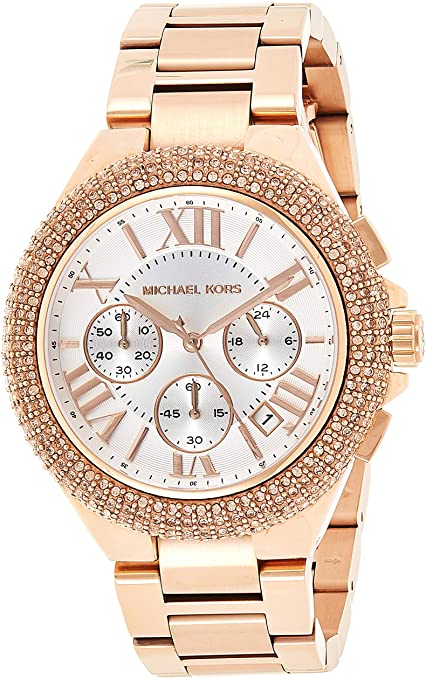 Michael Kors Camille Chronograph White Dial Rose Gold Steel Strap Watch for Women - MK5636