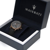 Maserati Legend Chronograph Black Dial Black Leather Strap Watch For Men - R8871638001