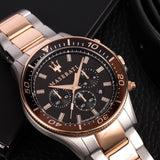 Maserati SFIDA Chronograph Black Dial Two Tone Steel Strap Watch For Men - R8873640009