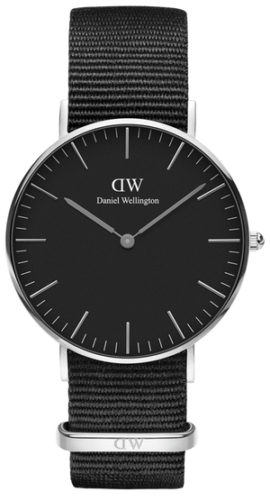 Daniel Wellington Classic Cornwall Black Dial Black Nylon Strap Watch For Women - DW00100149