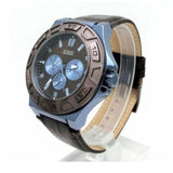 Guess Force Quartz Brown Dial Brown Leather Strap Watch For Men - W0674G5