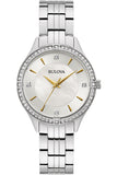 Bulova Crystal Collection Mother of Pearl Dial Silver Steel Strap Watch for Women - 96L263
