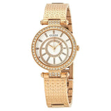 Guess Muse Quartz Silver Dial Rose Gold Steel Strap Watch For Women - W1008L3