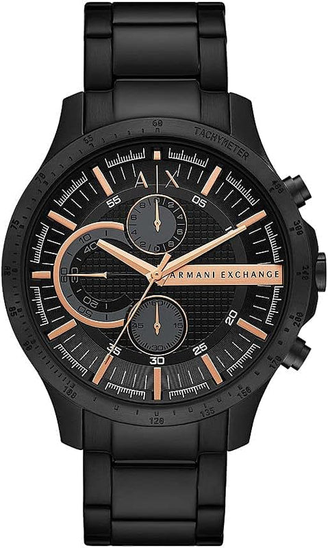 Armani Exchange Chronograph Black Dial Black Steel Strap Watch For Men - AX2429