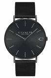 Coach Charles Black Dial Black Leather Strap Watch for Men - 14602434
