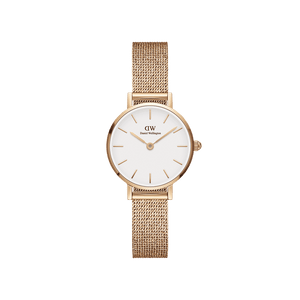 Daniel Wellington Petite Melrose White Dial Rose Gold Mesh Strap Watch For Women - DW00100305